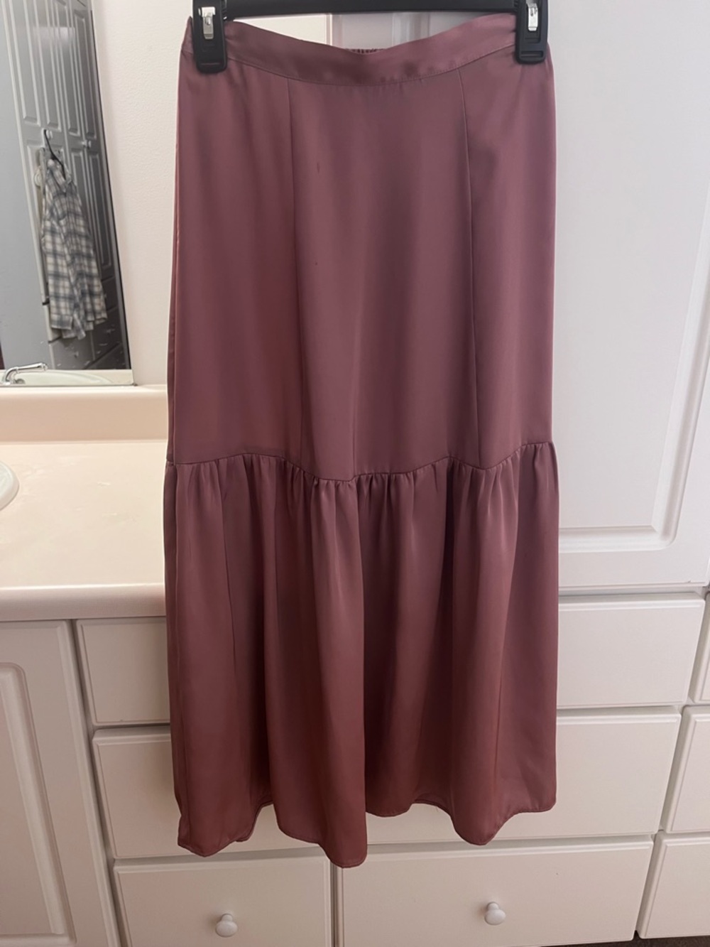 Topshop Satin Pink Tiered Skirt